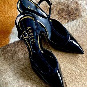 Lauren- Ralph Lauren Black sling back evening shoes- Sz 7.5